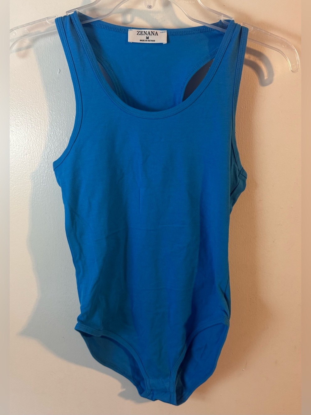 Brand New size M Zenana Outfitters Bright Blue Tank Bodysuit